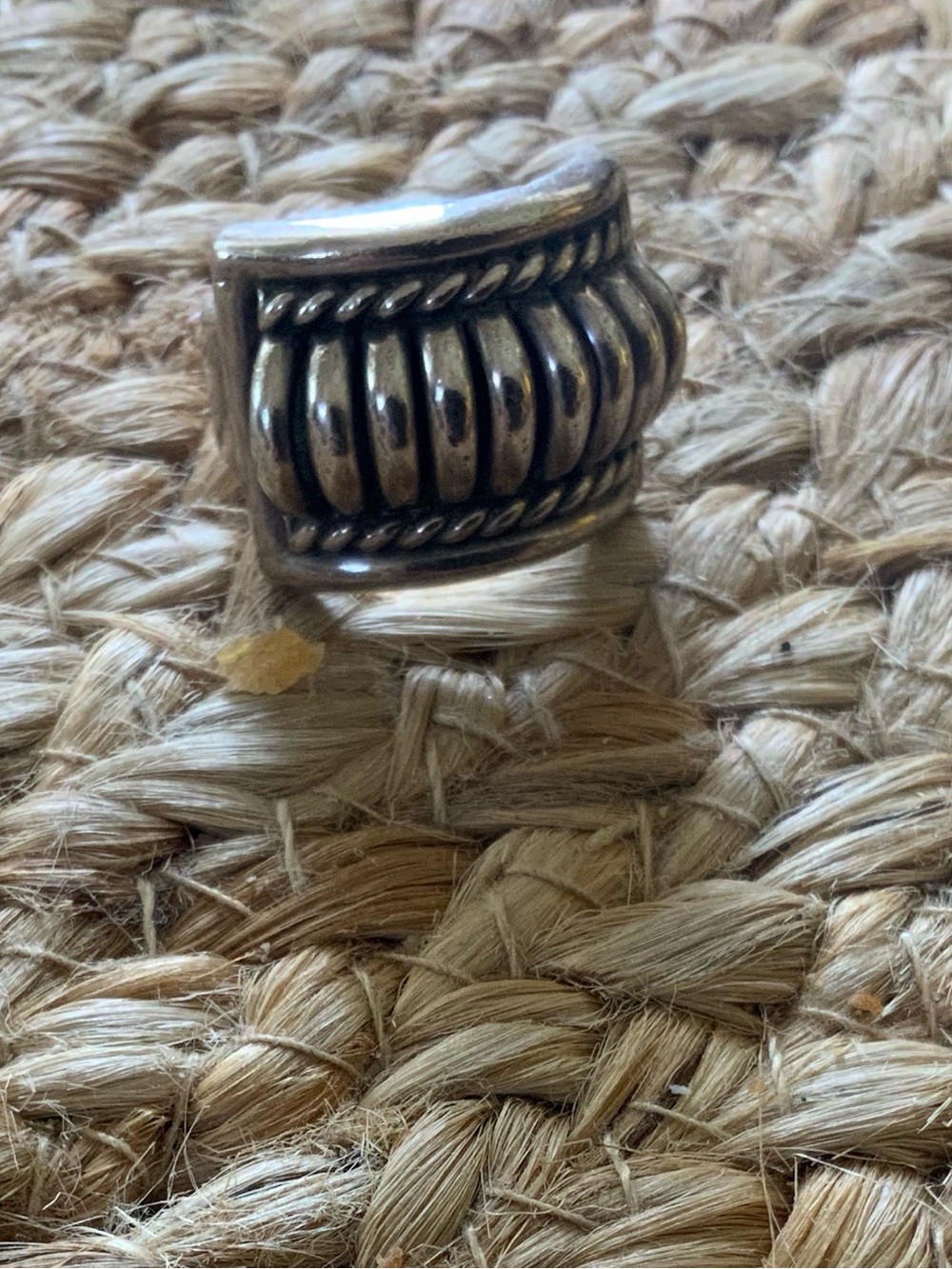 Chunky sterling Silver Ribbed Statement Ring